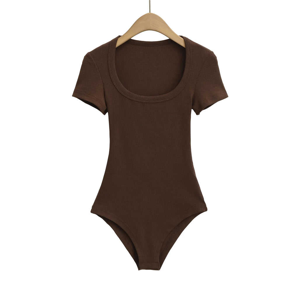 Slim Short Sleeve Women's Sexy Clothing Retro Jumpsuit Pullover Bodysuit Top Sexy Bodysuit