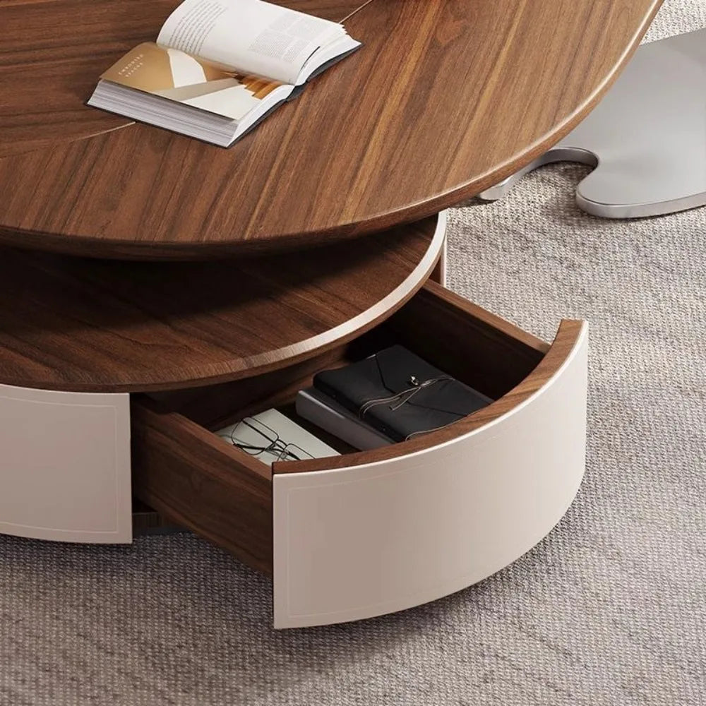 Modern simple leaves solid wood special-shaped small apartment art living room household antique saddle leather coffee table