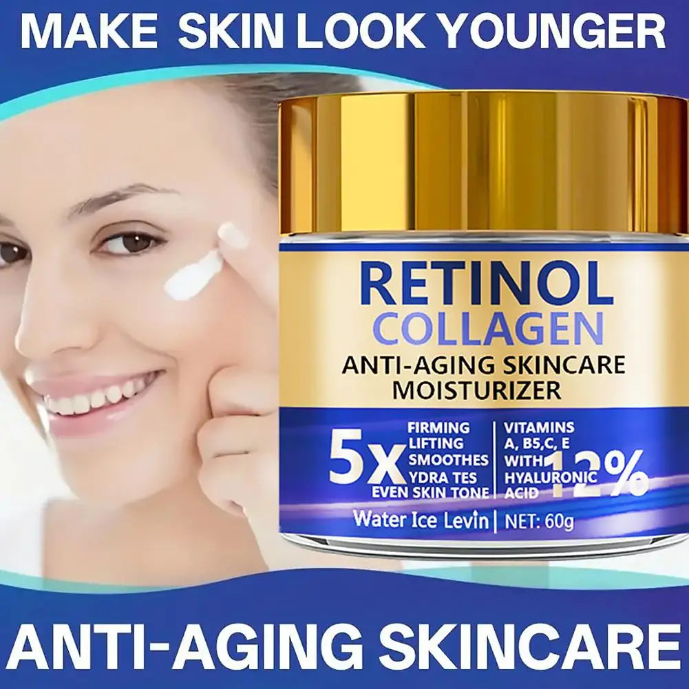 60G Retinol Collagen Face Cream Moisturizing and Anti-Wrinkle Firming Cream Firming Lifting Smoothing Face Cream Even Skin Tone