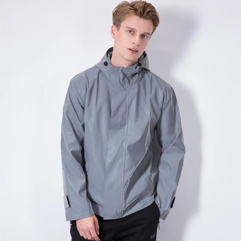 Reflective Jackets Men Autumn 2025 Hip Hop Hooded Coat Windbreaker Waterproof Casual sportswear Night Road Safety Jacket