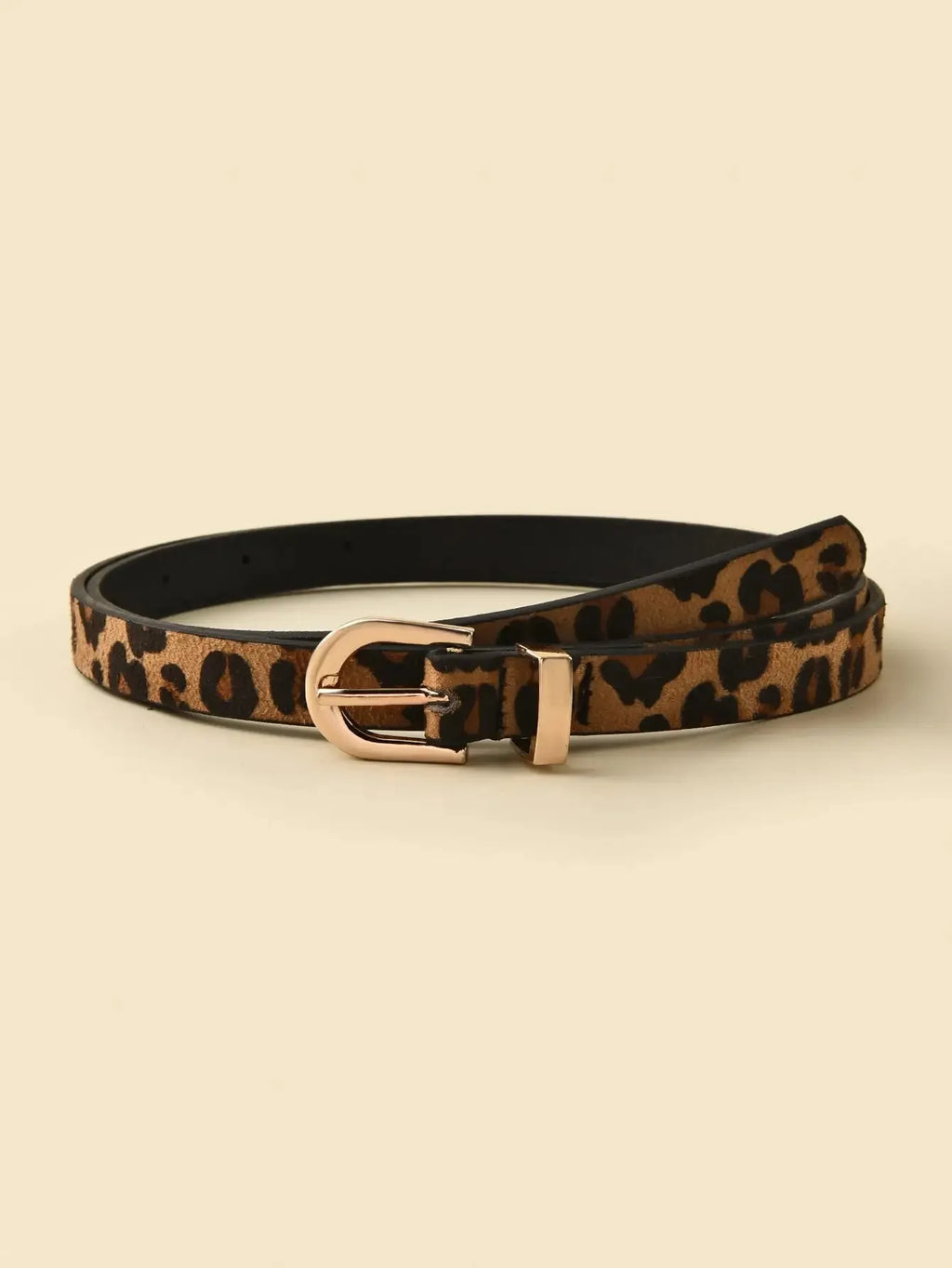 Retro Boho Style Leopard Print Thin PU Belt - Slim Fit Decorative Belt for Women Daily & Party