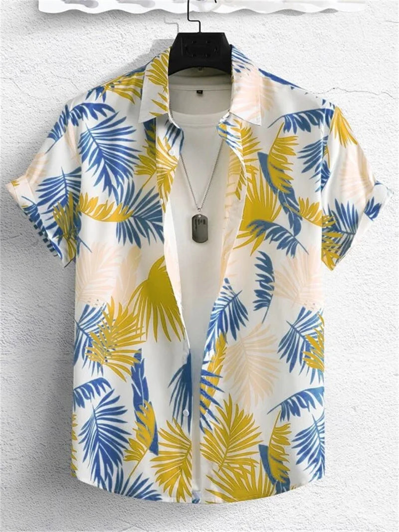 Summer Hawaiian Flower 3D Shirt Plant Printed Men's Clothing Street Loose 3XL Men's Top Trendy Beach Party Social Clothing Tops