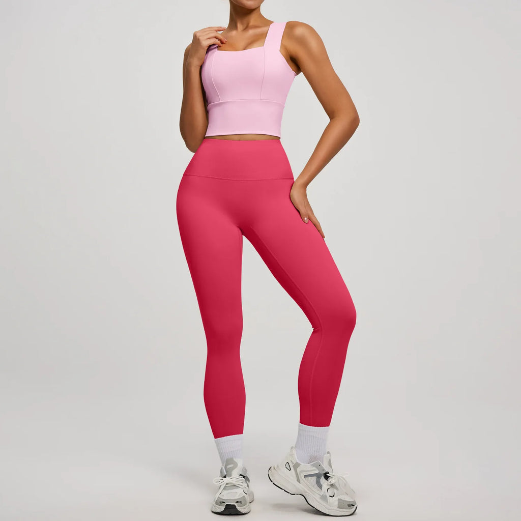 Solid Color Bra, Trousers, Yoga Suit, Tight and Thin, Nude Running Sports and Fitness Clothes