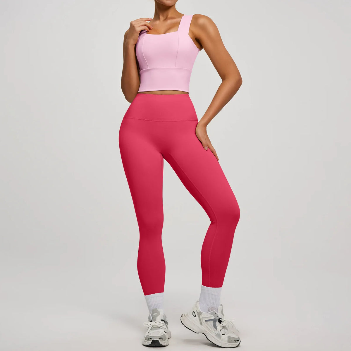 Solid Color Bra, Trousers, Yoga Suit, Tight and Thin, Nude Running Sports and Fitness Clothes
