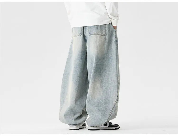 Streetwear Men Wide Leg Denim Pants Harajuku Baggy Jeans Male Casual Oversized Jean Trousers Men Fashion Large Size 5XL