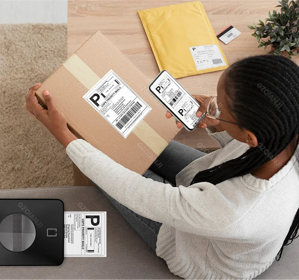  4X6 inch Thermal Label Maker Desktop Shipping Label Printer USB/Bluetooth Compatible with iPhone Android Windows