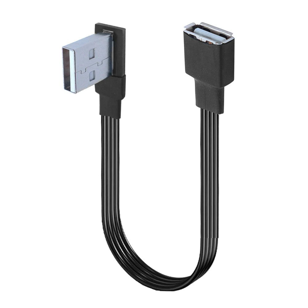 USB male to female extension cable elbow 90 degree right angle soft silicone flat cable USB2.0 elbow charging data cable
