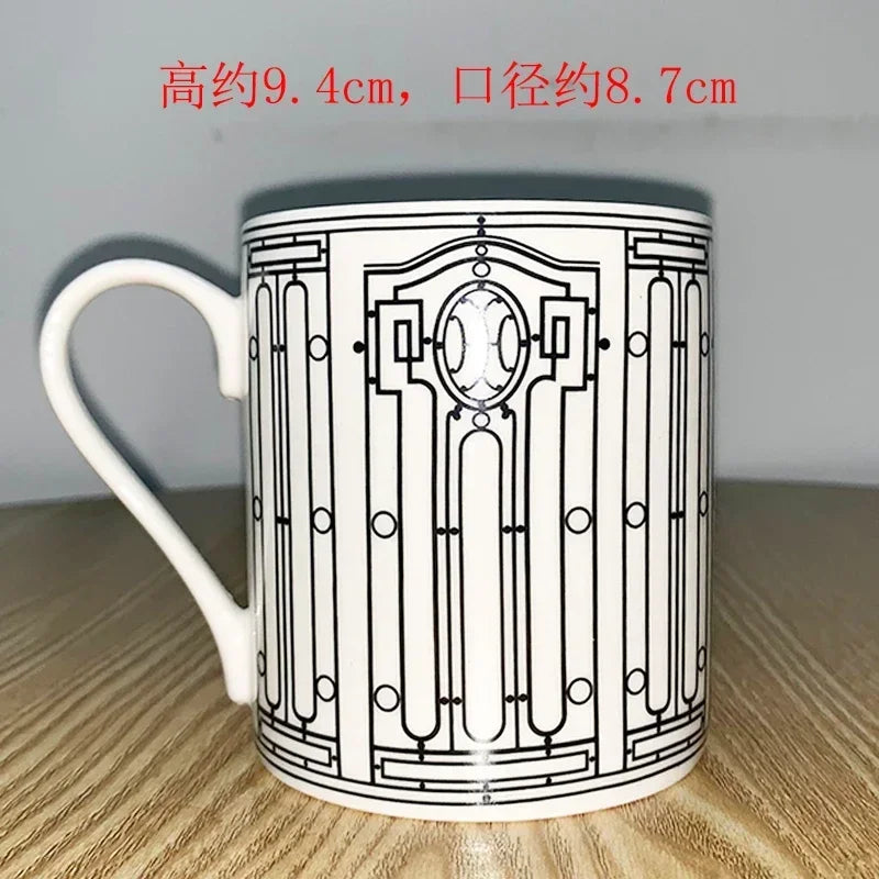 Creative Ceramic Lovers Mug Geometric Pattern Western Food Afternoon Tea Breakfast Cup Coffee Cup Home Decoration Modern