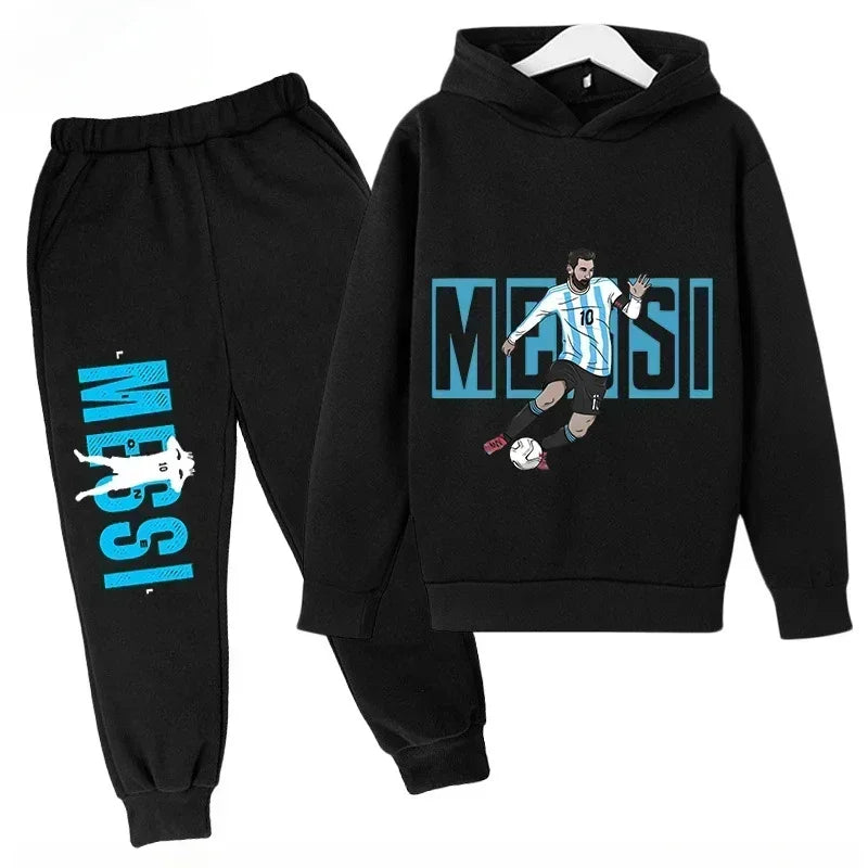Spring Autumn Children's Set Sports Messi Print Hoodie Set Pants Suit 2pcs Set Boys Girls Kid Clothing Casual Fashion Tracksuit