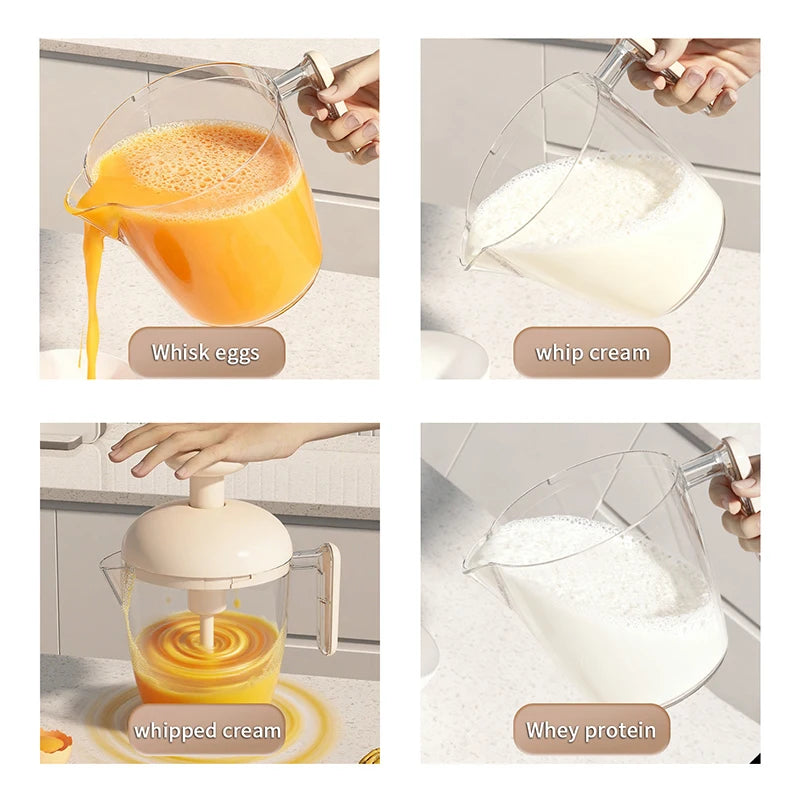 Egg Beater Hand Mixer Semi-Automatic Egg Whisk Milk Frother Handheld Manual Press-type To Beat Egg Whites Baking Tool