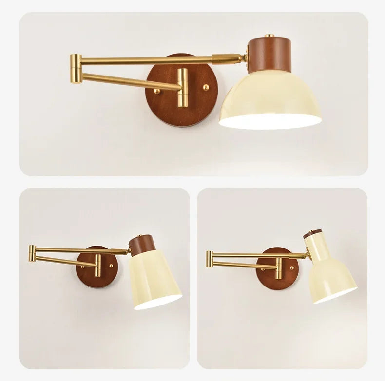 LED Bedroom Bedside Wall Lamp Swing Arm Wall Light Folding Telescopic Study Reading Lamp Study Decor Sconce Lighting