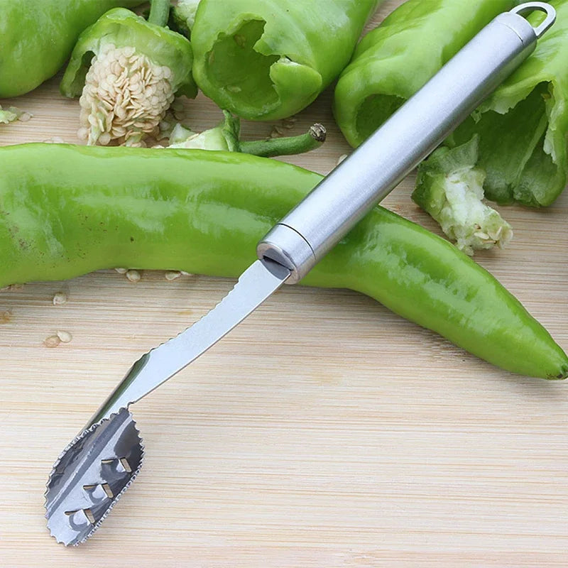 1/2PCS Vegetable Fruit Coring Tool Pepper Tomato Slicer Edge Rotating Cutter Corers Seed Remover Stainless Steel Kitchen Gadgets