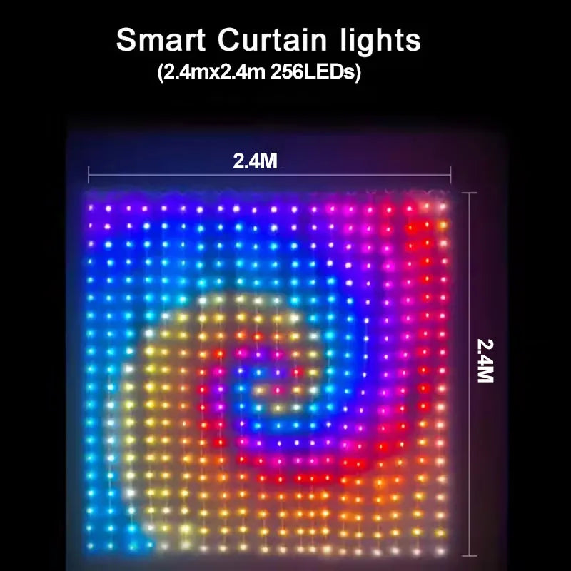 Smart LED Curtain Lights, 400 LEDs RGB+IC Color Changing Wall Lights, 9.84x9.84ft Indoor Dynamic DIY Pattern LED String Lights