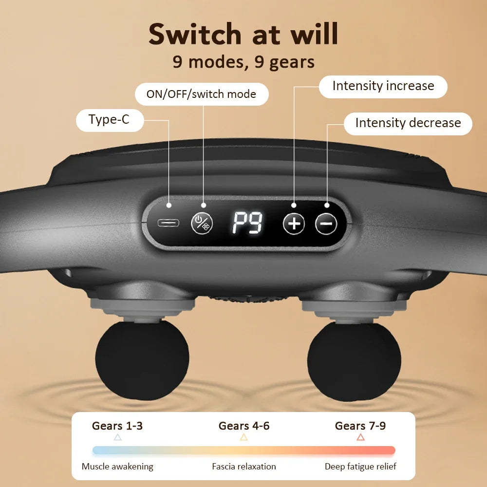 Electric Fascia Gun 6 Heads Massage Gun High Frequency Vibration Muscle Relax Body Massager Deep Tissue Back Leg Neck Massage