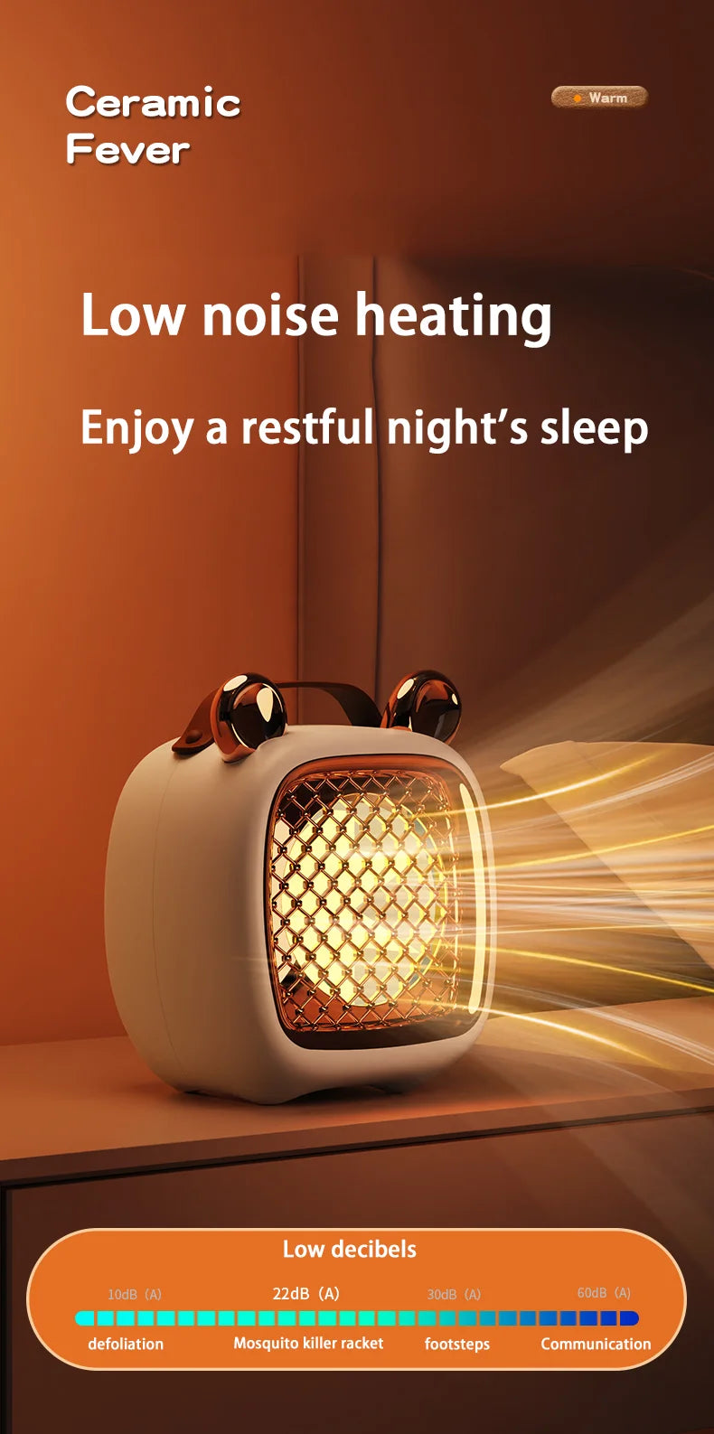 Electric Heater Mini Portable Intelligent Air Heater Reduced Wind Noise Home Heating Warmer Fan Intelligent Constant Temperature