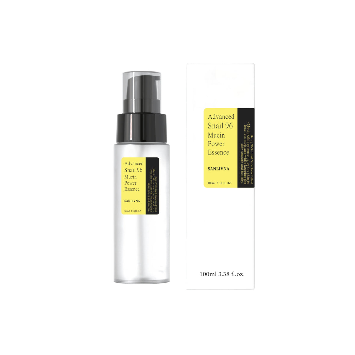 SANLIVNA Snail 96 Mucin Power Essence 100ml Facial Deep Hydrating Brightening Anti-Aging Serum,for Dull Skin Korean Face Care