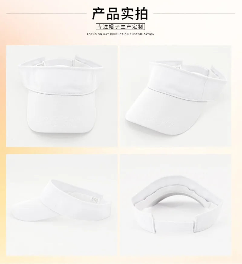 Solid Color Blank Sports Sun Hat Lightweight Breathable Adjustable Empty Top Visor for Golf Running Cycling Beach Summer Outdoo