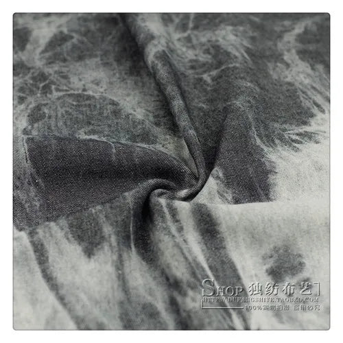 Fashion Tie-dye Black Denim Fabric By The Meter for Hats Clothing Skirts Sewing High-grade Thickend Jeans Needlework Comfortable