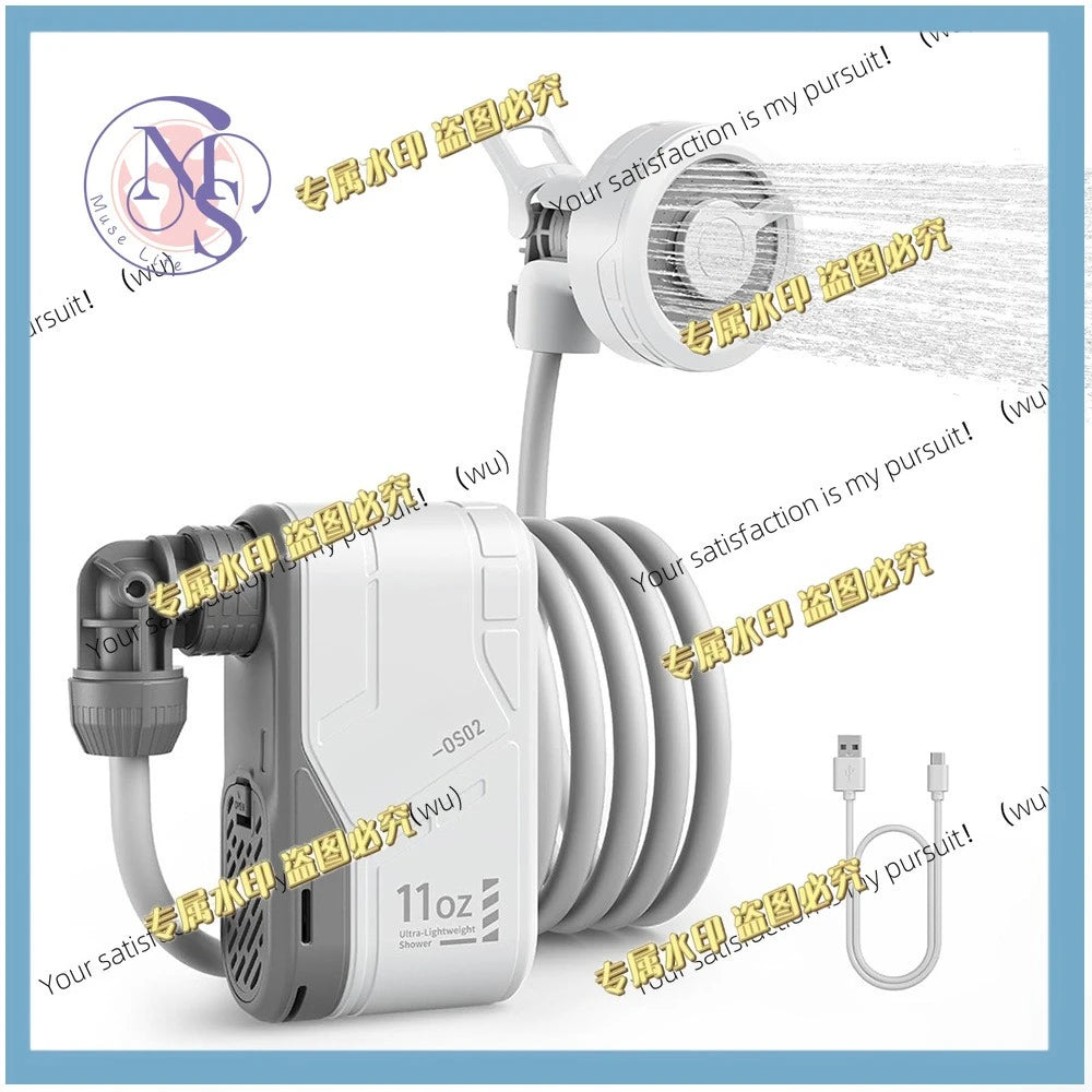 Outdoor camping shower portable, unpackaged, electric shower pump, IPX7 waterproof
