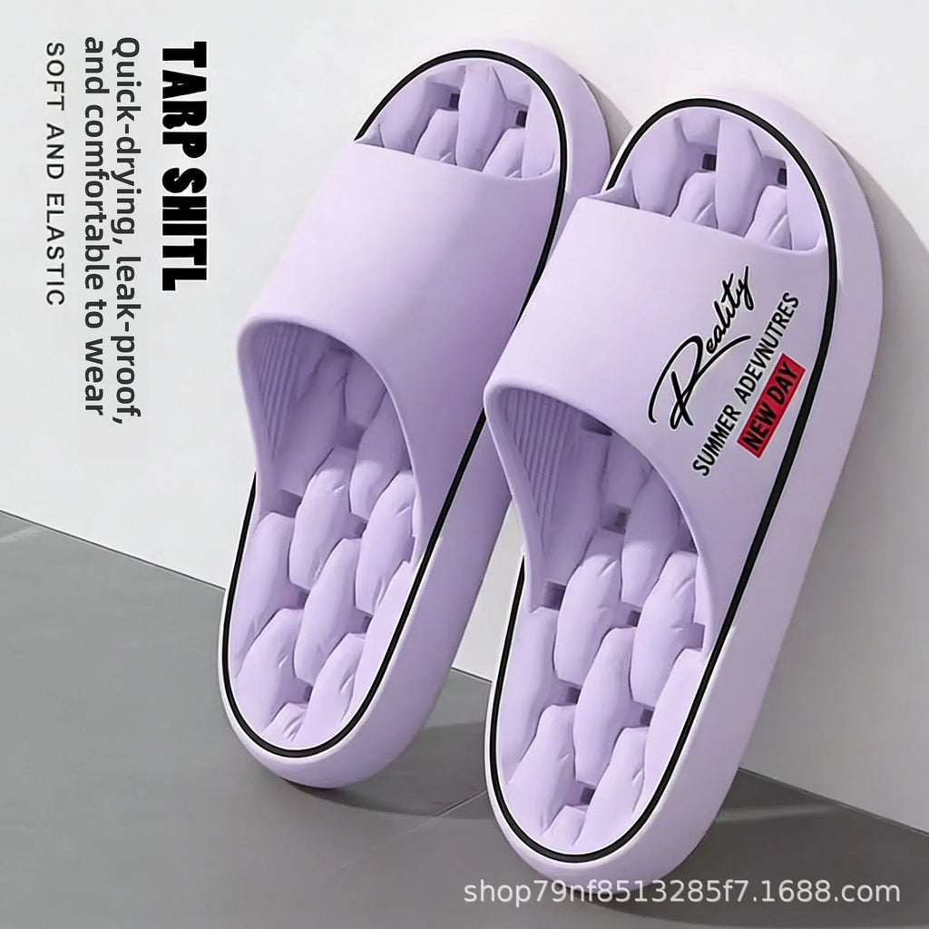New Summer Thick Bottom Slippers Indoor Home Bathing Anti-slip Couple Outdoor Wearable Slip-On Shoes Men's Comfortable Massag...