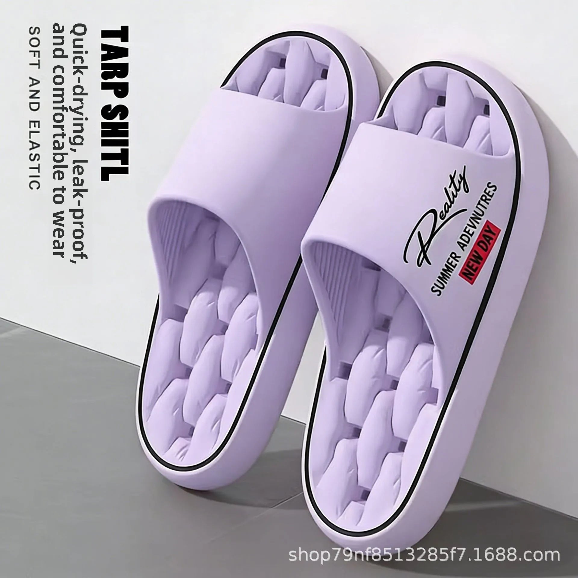 New Summer Thick Bottom Slippers Indoor Home Bathing Anti-slip Couple Outdoor Wearable Slip-On Shoes Men's Comfortable Massag...
