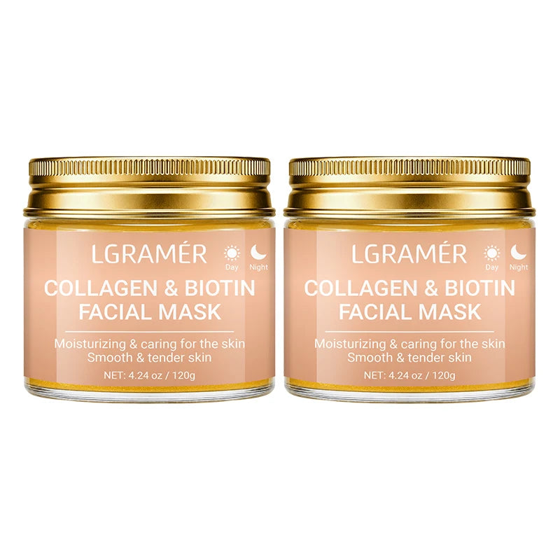 30g/60g/120g Collagen & Biotin Facial Mask,Day & Night Use, Moisturizing Hydrating, Make Skin Smooth Tender Daily Skin Care Mask