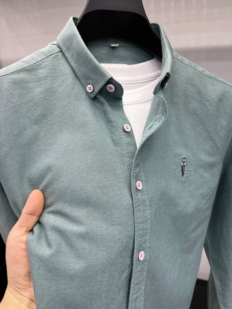 Luxury brand golf embroidered men's long sleeved shirt made 100% pure cotton comfortable and casual 2024 autumn new men's top