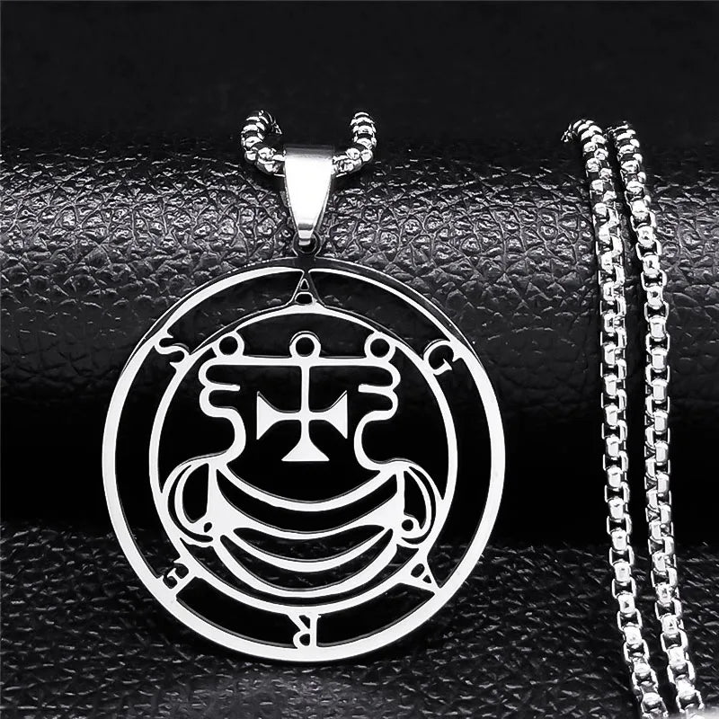 2024 Fashion Sigeal Sigil De Lucifer Stainless Steel Satan Necklace Asmoday Lazer Key Baphomet Stamp Jewelry N7118S03