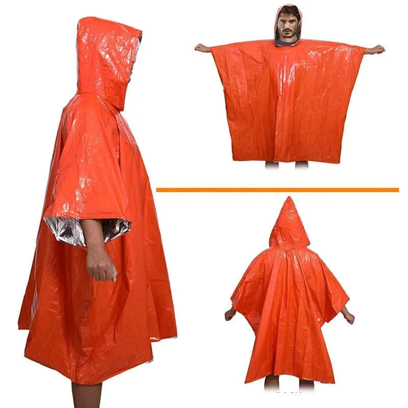 Camping Raincoat Waterproof Survival Emergency Outdoor Multifunction Reflective Clothing Camping Gear Survie Hiking