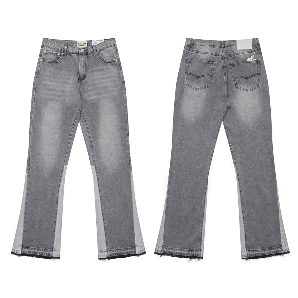 Denim Bell-bottoms Washed And Worn Patchwork Jeans
