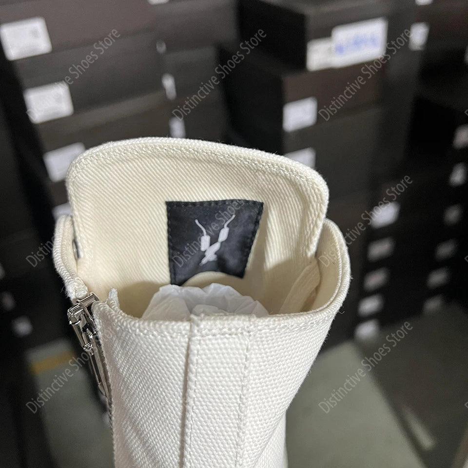 Brand Men Shoes Ro Casual Canvas Shoes High Top Women Sneakers Quality Black Ankle Boot Designer Zipper Luxury Laces Flat Shoes