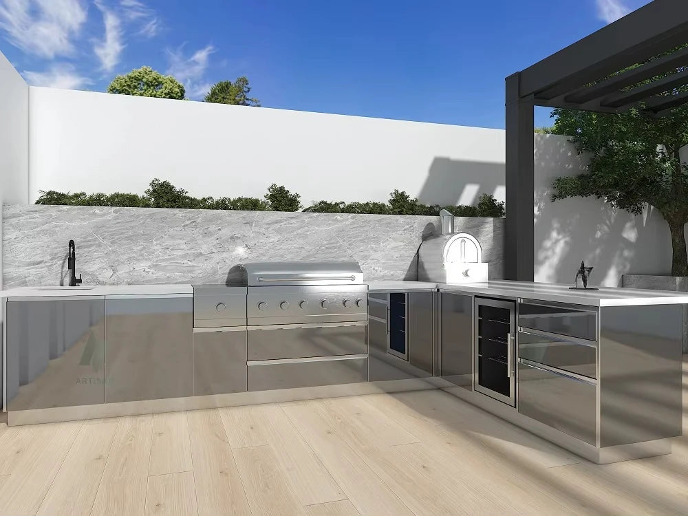 YG Custom Wholesale Supplier Stainless Steel Outdoor Kitchen Cabinet BBQ Island One Stop Complete Set Commercial or Home