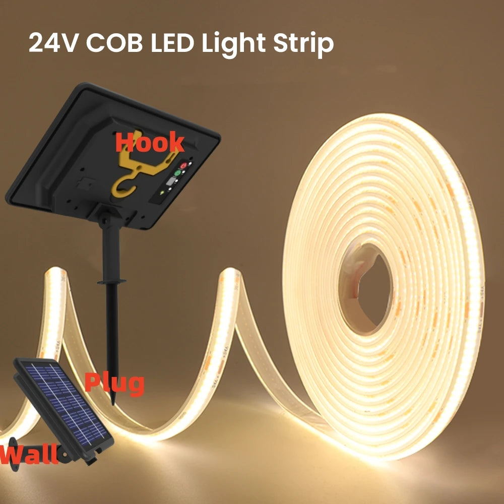 1200mAh 2400mAh 7200mAh COB Solar LED Strip Neon Light Sign DC 24V Flexible Waterproof IP68 IP67 Adhesive Tape Diode Lamp Linear