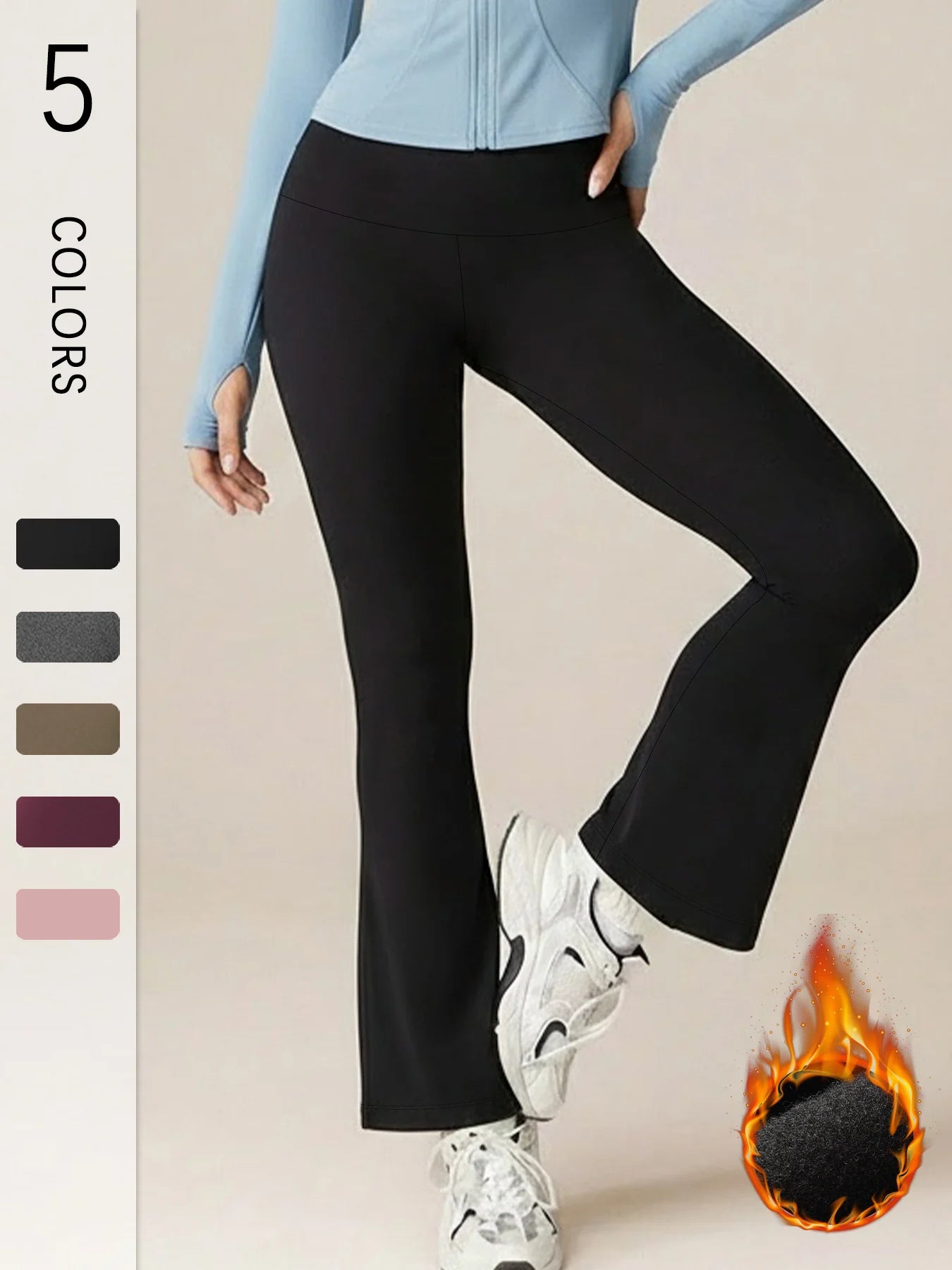 High Waisted Fleece lining Flare Leggings for Women - Super Soft Pants with Tummy Control, Perfect for Yoga Practice