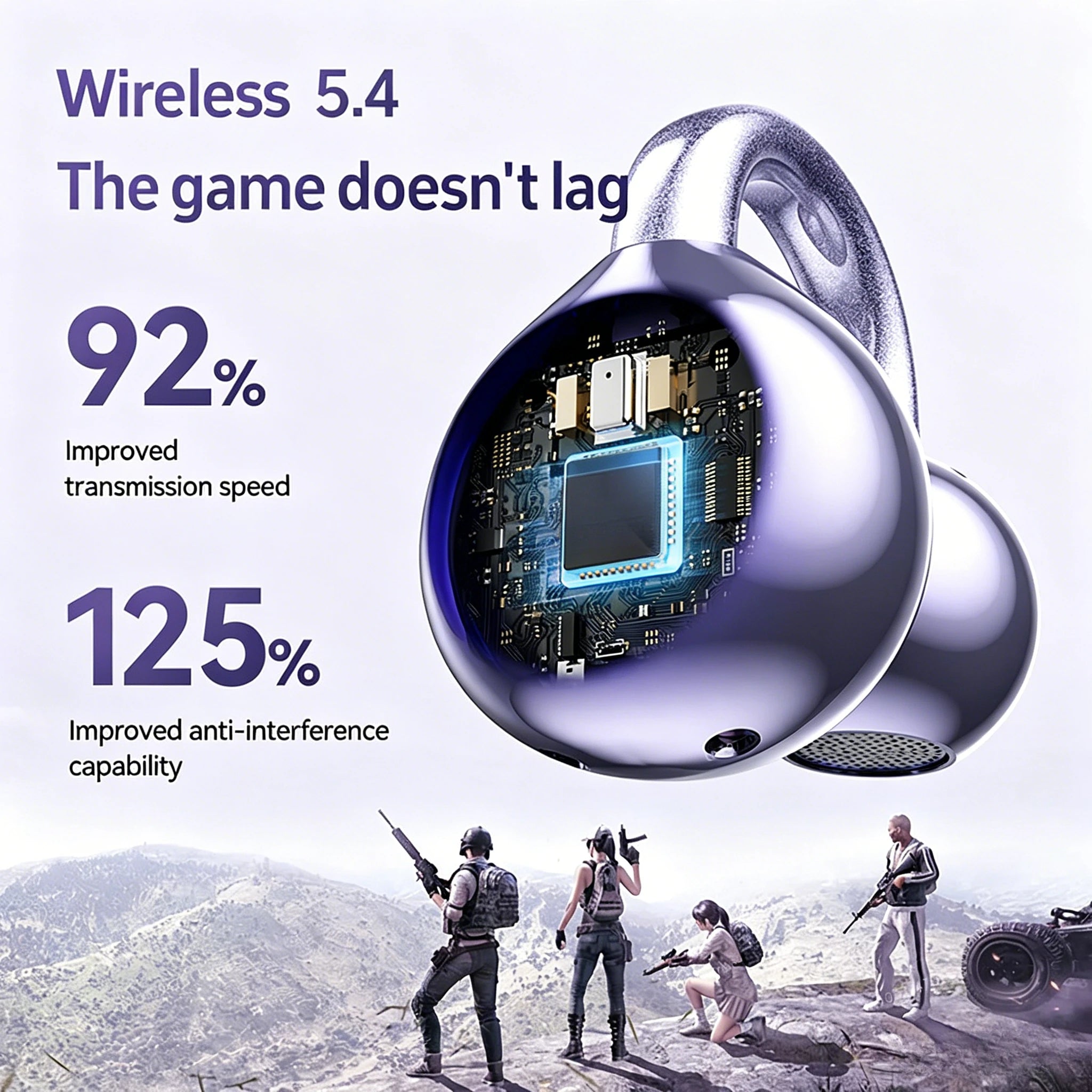 Wireless Clip Headphones Bluetooth Headset Handsfree Noise Canceling Earphones Clip Ear Music Sports Gaming Earplugs With Mic