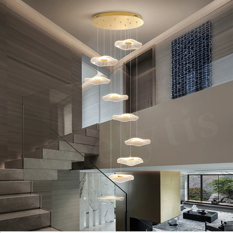 Modern LED Stair Chandeliers For Living Room Dining Room Pendant Lights Home Decoration Indoor Lamps  Hanging Lighting Fixtures