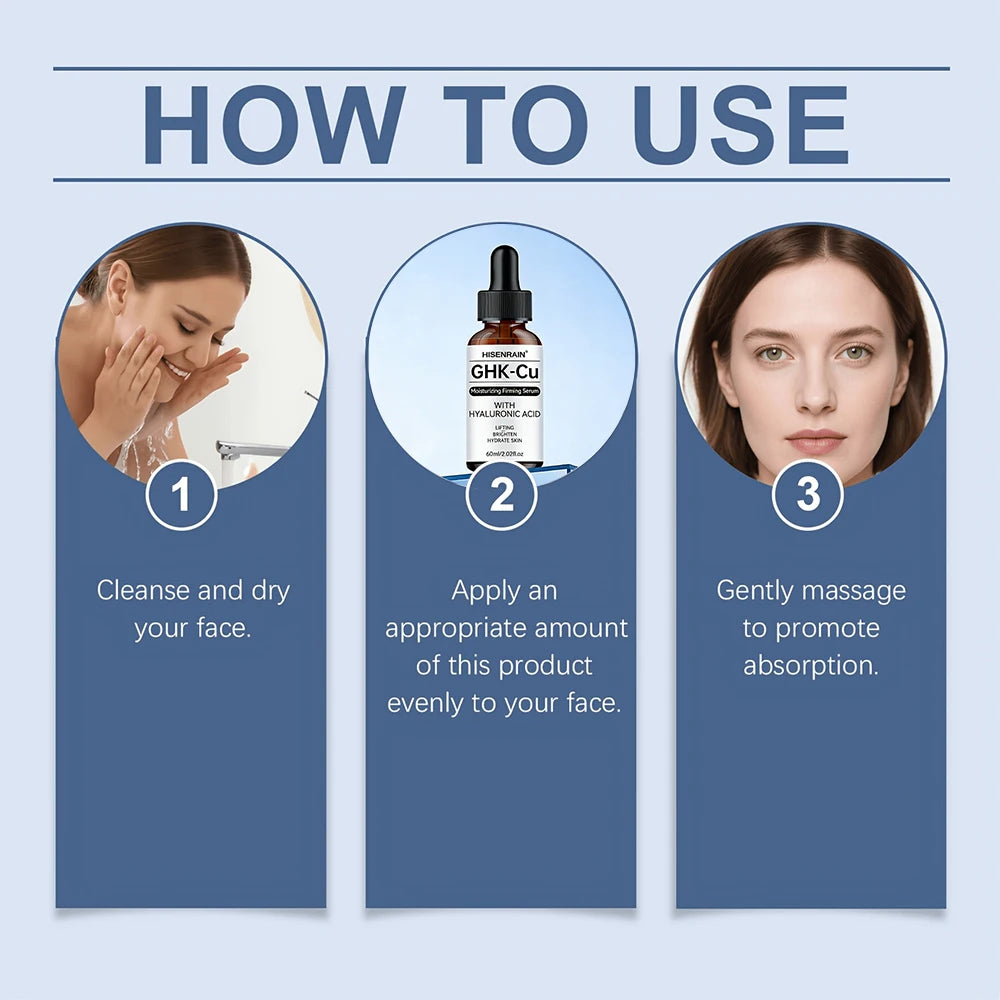 HISENRAIN GHK-CU Blue Copper Peptide Essence Liquid Lifting Tightening Facial Contour Deep Hydration Elastic Skin Absorption