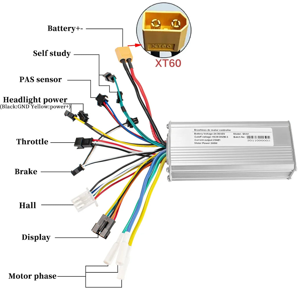 500W 25A Electric Bike Brushless Controller with LCD Display 24V 36V 48V Scooter Motor Controller Ebike Accessories