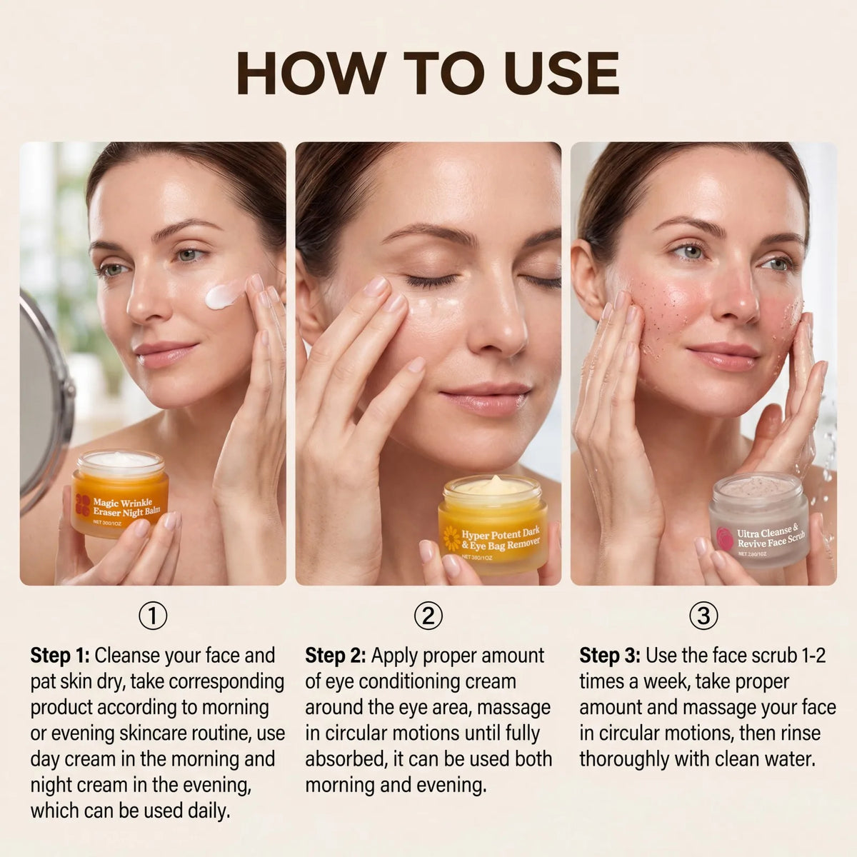30gx4 Day Night Skincare Set Moisturizing Repair Skin Barrier Brightening Facial Skins Multi Functional Skincare Eye Face Care