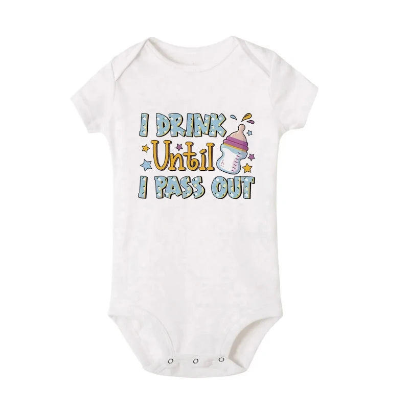 Baby Milk Bottle Printed Newborn Onesies Children's Letter Printed Clothing Girl Boy Bodysuit Baby Shower Gift