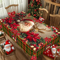 1Pc Merry Christmas Theme Printed Tablecloth, Retro Country Farmhouse Style, Santa, Plaid Pattern Design, for Christmas, New Year Party, Party Decoration, Kitchen Accessories, Room and Outdoor Decoration, Gift for Friends
