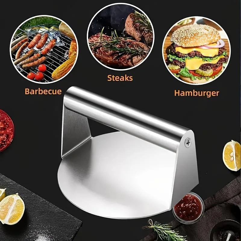 Hamburger Press Stainless Steel Smash Burger Press Patties Meat Masher Circular Meat Press Mold for Deli Meats Kitchen Gadgets