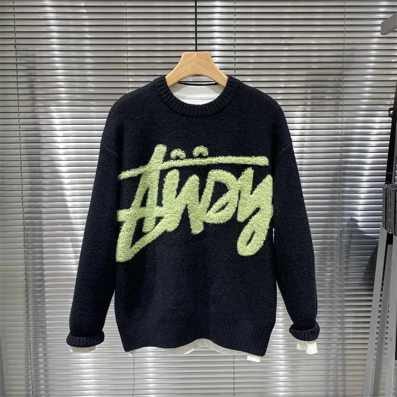 2025 Autumn And Winter New Round Neck Pullover Sweater Fashion Brand Letter Jacquard Men Sweater Loose Casual Couple Sweater