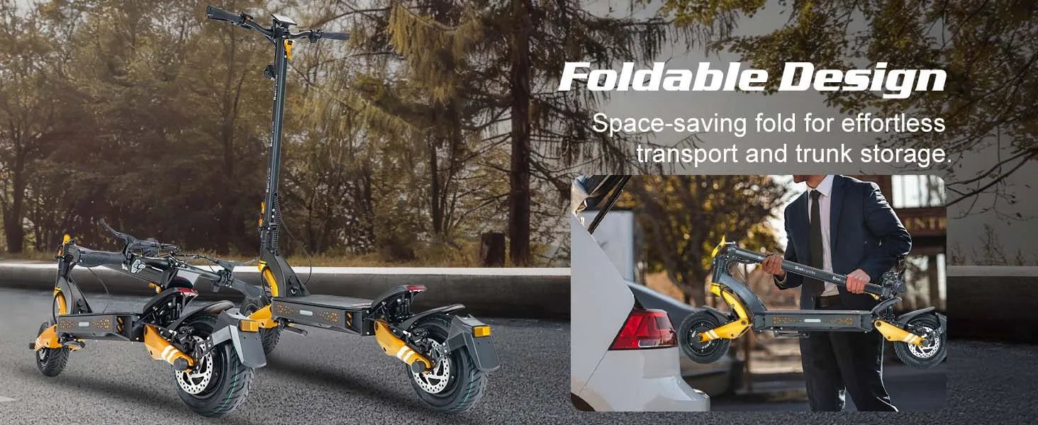 Foldable Electric Scooter for Adults, Motor 3000W*2, 50V 23Ah Battery, Long Range 50-70 Miles, 10" Off-Road Tires, High Power Commuter Scooter