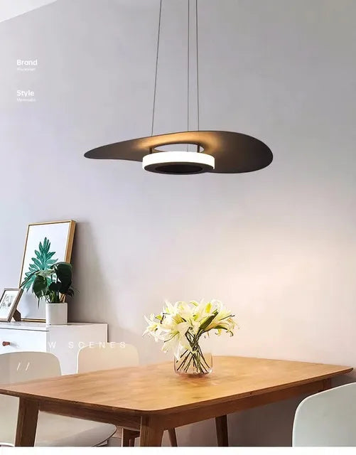 Modern Simple Black White LED creative chandelier Lighting,Suspension Home Decor Indoor Nordic Fixtures for Living Room Aisle