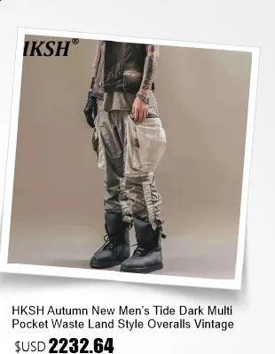 HKSH Spring Autumn Men's Tide Dark Punk Wool Deconstructed Leather Patchwork Jacket Fashion Vibe Vintage Y2K Gothic Coat HK27230