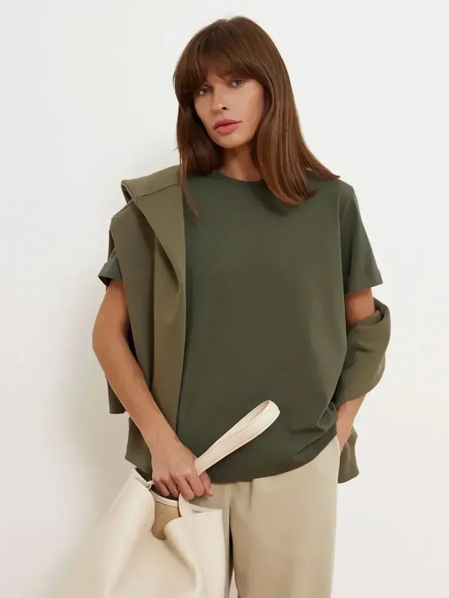 Summer 100% Cotton Women's T-shirt Bottoming Basic Fashionable Lady Short Sleeve Loose Tops Shirts Solid 200g/㎡ Tops