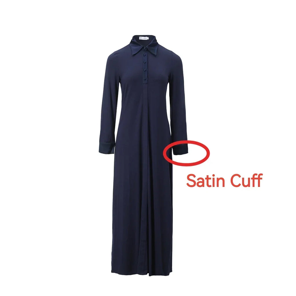 AP SS25 Women Satin Patchwork Modal Dress Soft Batwing Sleeve Maxi Dress Loose Clothing Satin Cuff