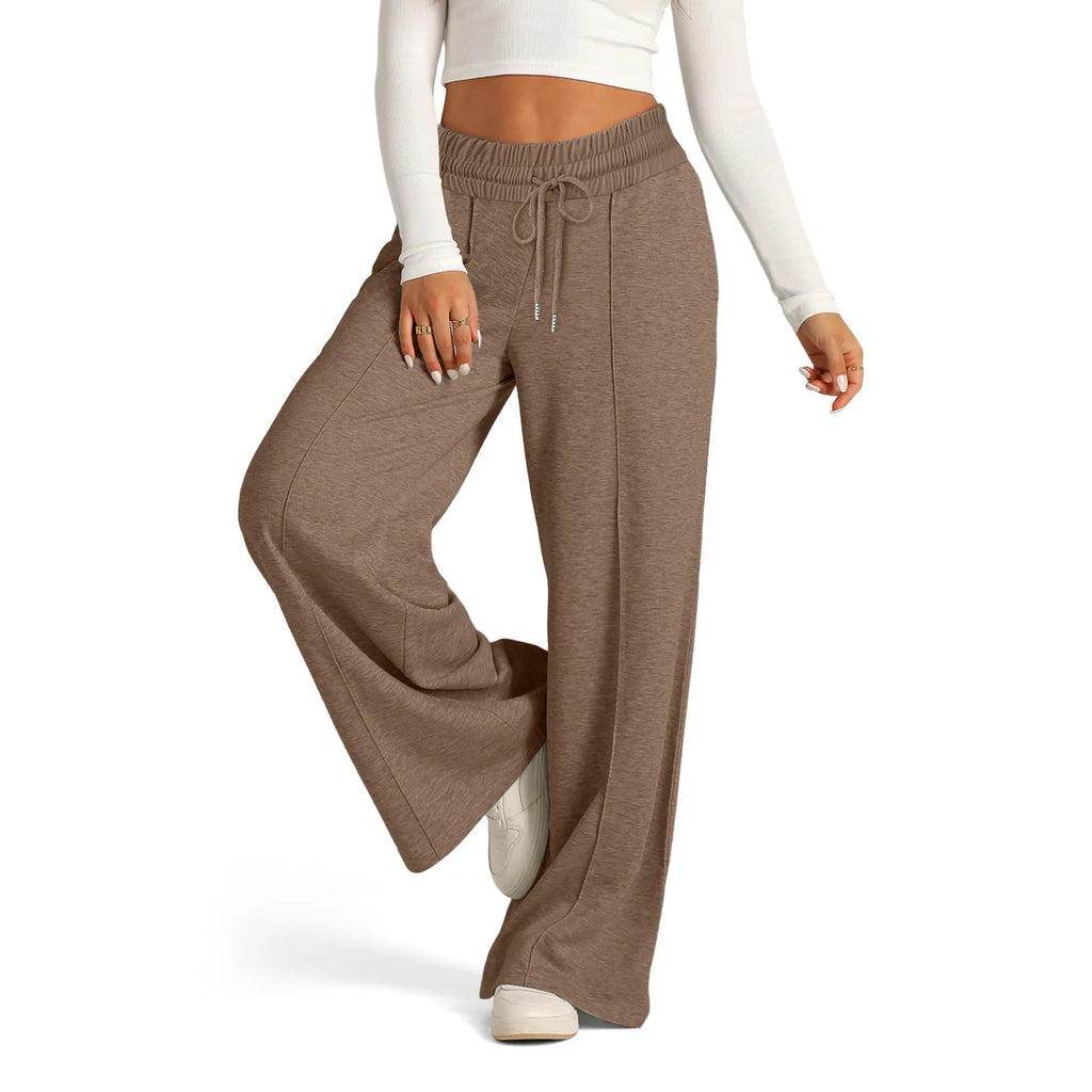 Womens Wide Leg Sweatpants High Waisted Baggy Flared Pants Drawstring Athletic Joggers Casual Daily Wear Loose Yoga Sports Pants