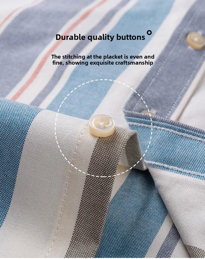 Men's 100% Cotton Smart Casual Shirt Long Sleeve Plaid Oxford Casual Solid Color Print Regular Fit Dress Shirt Oversized  6XL